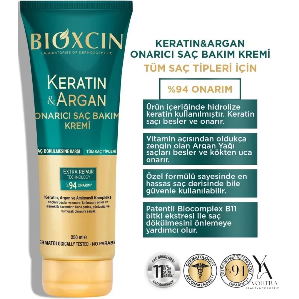 کرم مو ضد ریزش آرگان و کراتین بیوکسین Bioxcin حجم 250 میل - Image 5