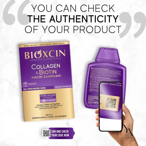 شامپو ضد ریزش و حجم دهنده کلاژن و بیوتین بیوکسین BIOXCIN حجم 300 میل - Image 3