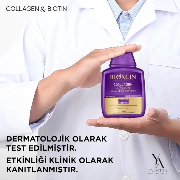 پک دو عددی شامپو حجم دهنده و ضد ریزش کلاژن و بیوتین بیوکسین BIOXCIN حجم 300 میل - Image 4
