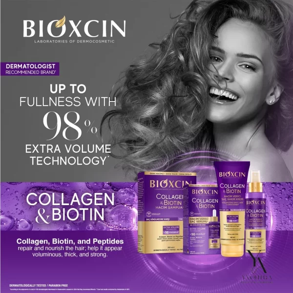 شامپو ضد ریزش و حجم دهنده کلاژن و بیوتین بیوکسین BIOXCIN حجم 300 میل - Image 5