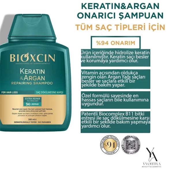 شامپو ترمیم کننده کراتین و آرگان بیوکسین BIOXCIN حجم 300 میل پک 2 عددی - Image 3