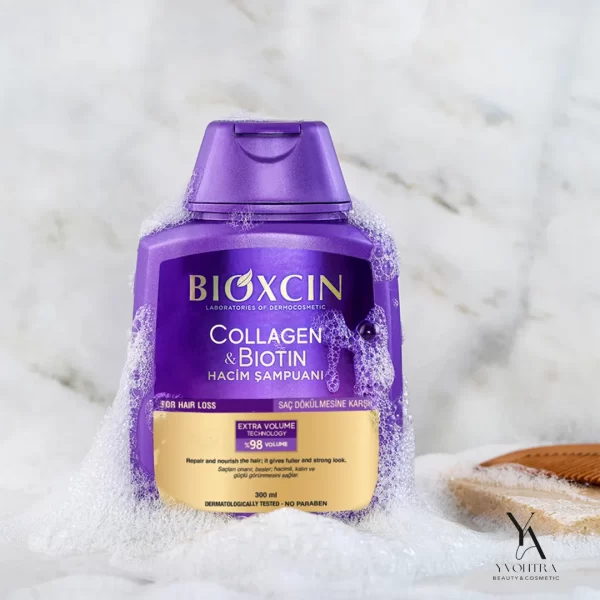 پک دو عددی شامپو حجم دهنده و ضد ریزش کلاژن و بیوتین بیوکسین BIOXCIN حجم 300 میل - Image 6
