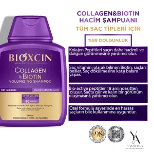 پک دو عددی شامپو حجم دهنده و ضد ریزش کلاژن و بیوتین بیوکسین BIOXCIN حجم 300 میل