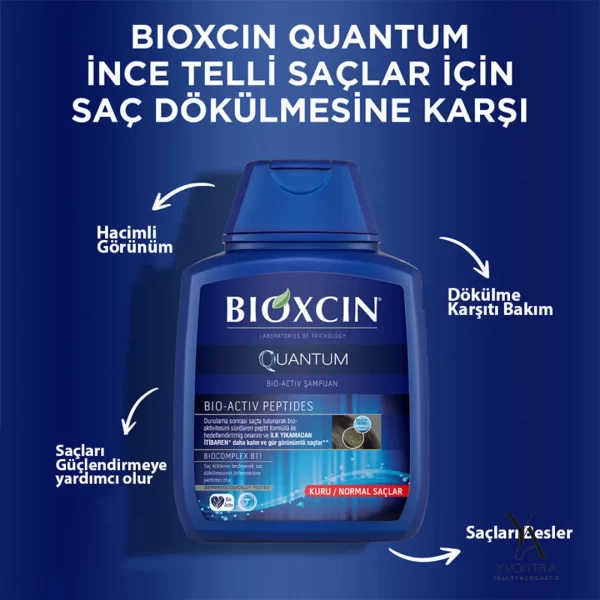شامپو ضدریزش بیوکسین Bioxcin مدل کوانتوم مناسب موهای نرمال تا خشک حجم 300 میل پک 3 عددی - Image 5