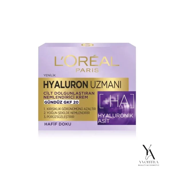 کرم روز آبرسان و ضد چروک لورال حاوی هیالورونیک اسید لورال L’oreal مدل Hyaluron Expert با SPF20 حجم 50 میل
