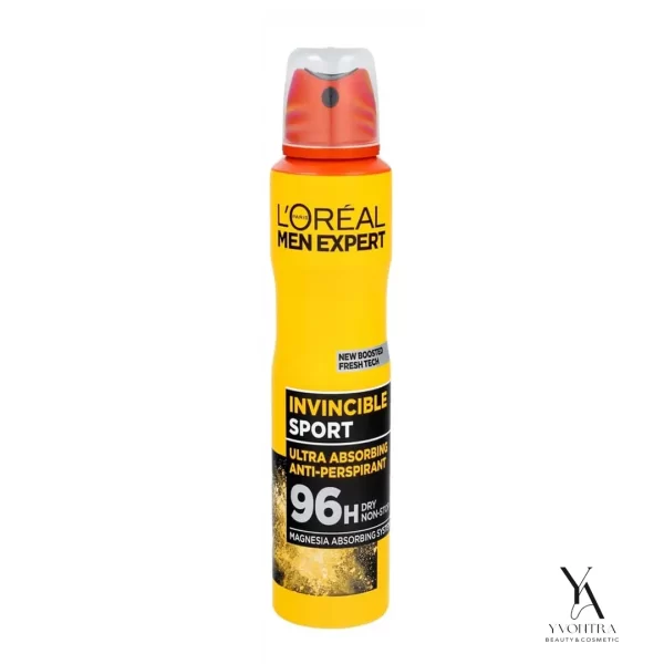 اسپری ضد تعریق مردانه 96 ساعته لورال LOreal مدل Invincible Sport حجم 250 میل