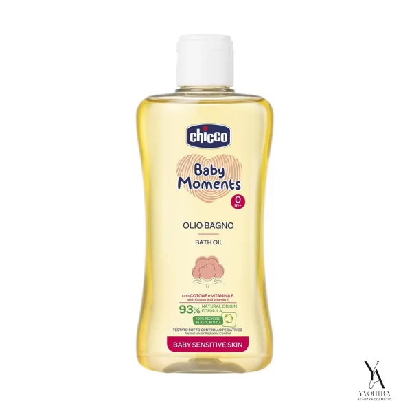 روغن حمام كودک چیکو CHICCO حاوی روغن پنبه دانه و ويتامين E مناسب پوست حساس حجم 200 ميل