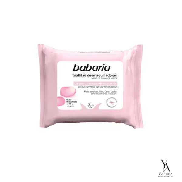 دستمال مرطوب آرایش پاک کن رز باباریا BABARIA تعداد 25 عددی