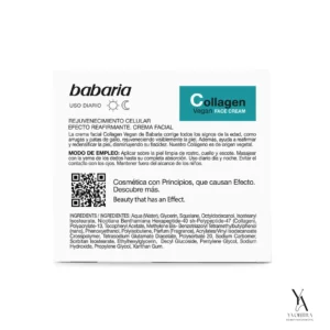 کرم سفت کننده و ضد چروک صورت باباریا BABARIA مدل کلاژن COLLAGEN VEGAN حجم 50 میل