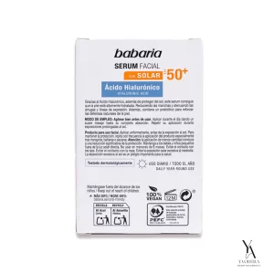 سرم ضد آفتاب هیالورونیک اسید باباریا BABARIA با SPF50 مناسب انواع پوست حجم 30 میل
