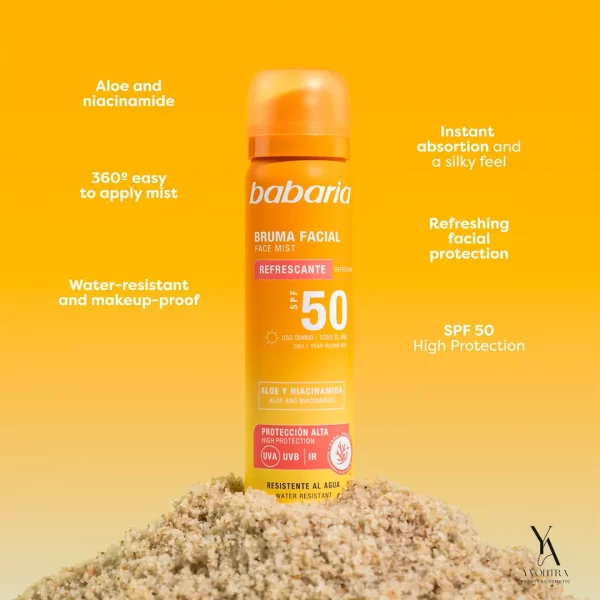 اسپری ضد آفتاب صورت باباریا BABARIA حاوی SPF50 حجم 75 میل - Image 3