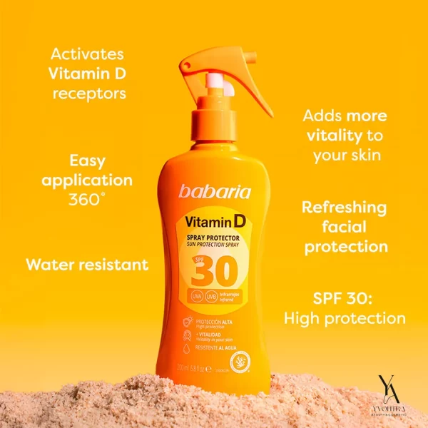 اسپری ضدآفتاب ویتامین D باباریا BABARIA با SPF30 حجم 200 میل - Image 4