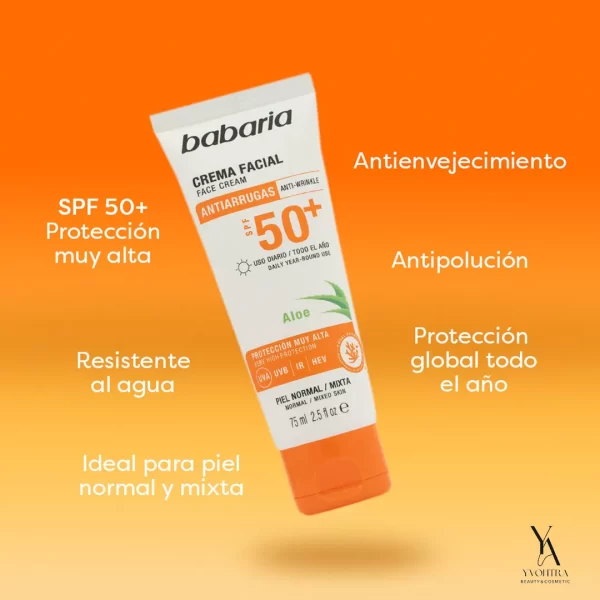 ضد آفتاب ضد پیری SPF50 باباریا BABARIA حاوی آلوورا حجم 75 میل - Image 8