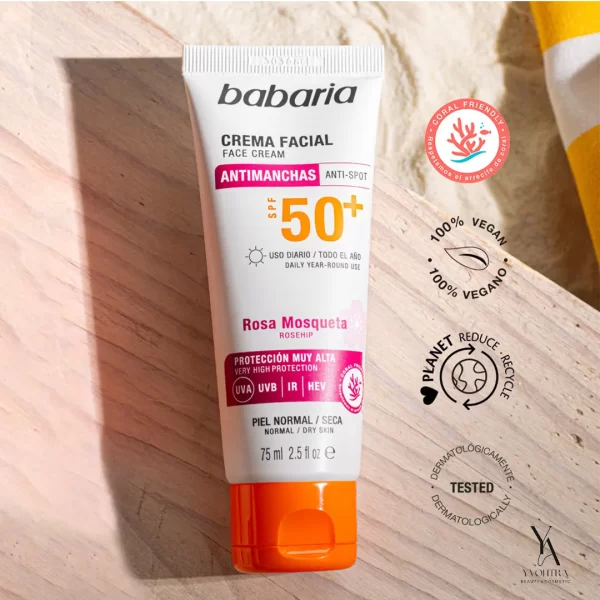 ضد آفتاب بدون رنگ ضد چروک و ضد لک Spf50 باباریا BABARIA حجم 75 میل - Image 4