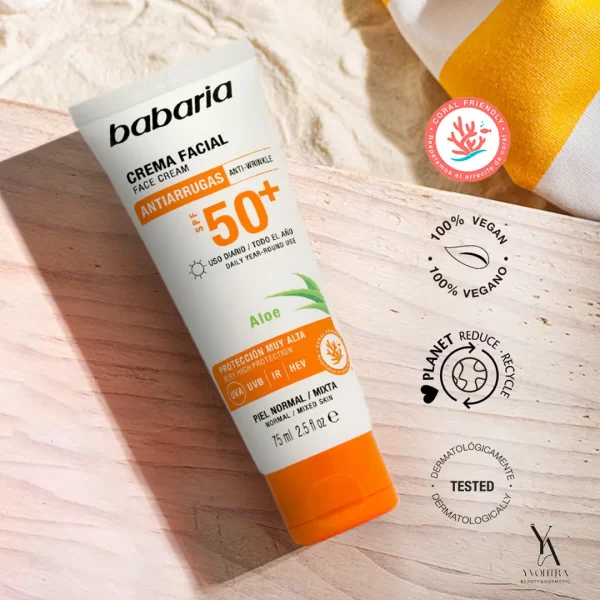 ضد آفتاب ضد پیری SPF50 باباریا BABARIA حاوی آلوورا حجم 75 میل - Image 5